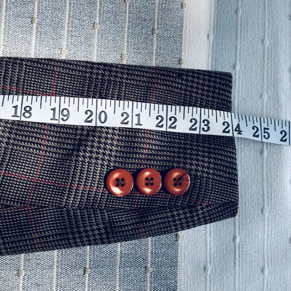 VINTAGE GIORGIO SANT'ANGELO Plaid Double Breasted Blazer Academia Wool Jacket - Picture 13 of 16